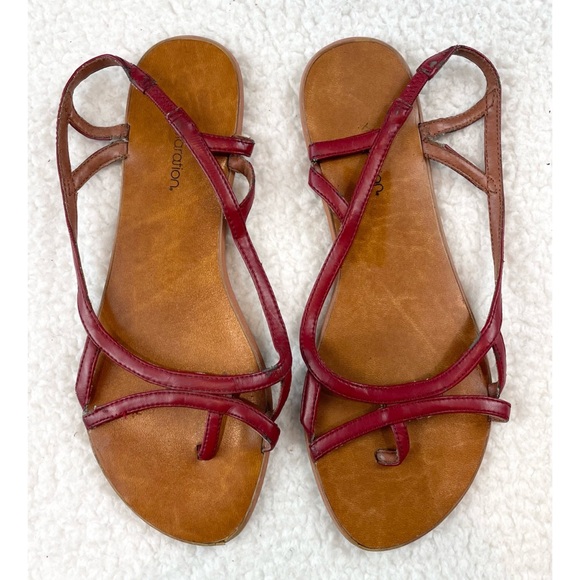 XHILARATION • Red/Tan Greek Sandals - Picture 2 of 16